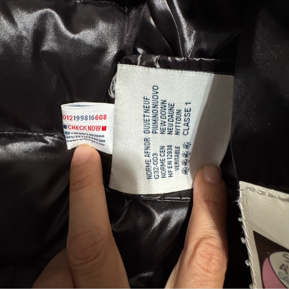 Moncler Moka Long Down Coat Black Size 1 Authentic LAMPO Zip - Picture 9 of 17